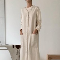 [바보사랑] 여성 일자 넉넉한 루즈핏 무지 민소매 롱원피스[옷자락]