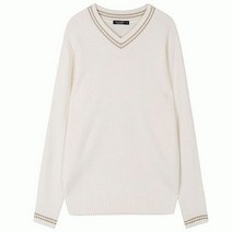 티비제이 남성 브이넥 넥배색 풀오버 T201KT200P WT