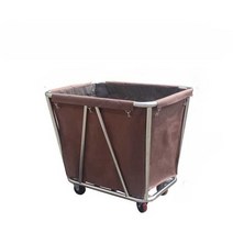 세탁물 린넨 카트 호텔 의류 보관 이불 수거 바구니 이동식, (갈색)팔걸이가 있는 리넨 카트