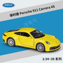윌리 1:36 포르쉐 타이칸 카레라 터보S 918 959 911 합금 자동차 다이캐스트 컬렉션 모형, 포르쉐 911 카레라 4S 옐로우