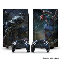 호환 PS5 디스크 에디션 콘솔 2개의 컨트롤러 커버 액세서리를 독극물 스파이더맨 광대 비, 1 건, Ps5dg-0020