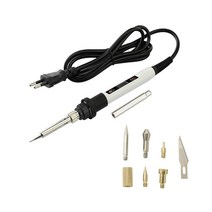 8 In 1 전기 인두 조각 펜 납땜 키트 60W 나무 굽기 키트 플립 워드 엠보싱 낙화술 도구 공예 세트, 03 White Set-1_02 110V US Plug