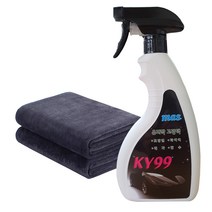 자동차 바이크 오토바이 물없이 세차 광택제 KY99 500ml + 극세사타올2장, 1개, 광택제1개+타올2장