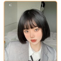 오컬트몰 짧은 보브컷 스타일 숏컷 데일리 헤어 칼단발 통가발, 1개, 쿨브라운