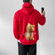 꼰스 디바 곰돌이 뒷 프린팅 후드티
