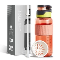 TKK 빨대 포함 물병 946.4ml(32온스) 과일 거름망 및 손잡이가 있는 대형 물병 누출 방지 트라이탄 BPA 프리 체육관 캠핑 야외 스포츠 청록색, 55oz, Pink