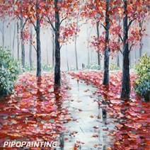 DIY 유화그리기세트 피포페인팅 물감 붓 GX5652 가을풍경 명화 쉬운그림 그리기 피포페인팅 주문제작, 단품