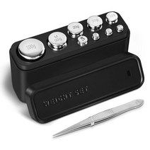 Fuzion 보정 무게 210g M1 클래스 9피스 스테인리스 스틸 스케일 웨이트 키트 1g 2g 5g 10g 20g 50g 100g 교정 무게 보관 상자 포함 디지털 저울용 핀셋, 9PCS