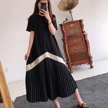 뉴욕멋쟁이 리버 브이 플리츠 롱원피스 반팔원피스