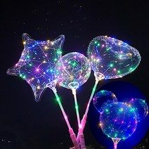 [조한스토어] 파티 LED 풍선 세트 만들기 건전지 포함, 1개, 투명 하트 모양_3단계 점등