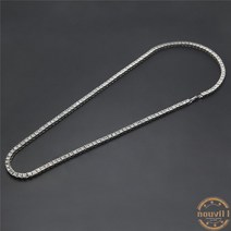 테니스 목걸이 남자 힙합 실버 골드 로즈골드 합금 큐빅 남녀공용 3mm 4mm 5mm 체인