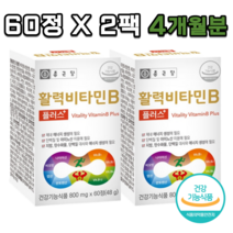 종근당 활력 비타민B 플러스 800mg X 60정 비타민비 영양제, 2팩 (4개월분)