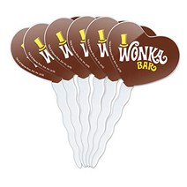 GRAPHICS MORE Willy Wonka and The Chocolate Factory Wonka Bar Logo Heart Love Cupcake Picks Toppers, 1