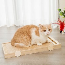 더나나 고양이 오동나무 원목 스크래쳐 반영구사용, L, 포함
