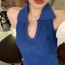 DFMEI 니트 나시 여 하이웨이스트 민소매 탑