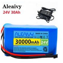 전기자전거배터리 24v 30ah 7s3p 18650 리튬 이온 배터리 팩 29.4v 30000mah 전기 자전거 오토바이전기리튬 이온 배터리 팩 + 2a 충전기, 하얀