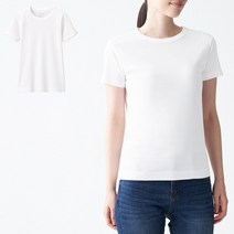무인양품 MUJI 여성 땀에 강한 후라이스 크루넥 반소매 티셔츠 2장 세트 BBA03A1S