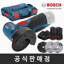 보쉬 정품 GWS 10.8-76 V-EC 10.8V 2.0Ah 2EA세트 충전 앵글그라인더 3인치 전동그라인더 보쉬공구, 1개