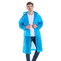 Movsou Raincoat 방수 Rain 코트 Poncho 긴 자켓 경량 졸라매는 후드 남성용 여성용 블루 1 팩