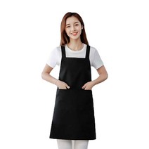 [테릴렌 고급 소재] H형 민자 앞치마, 블랙, 1개