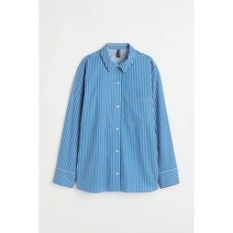 H&M- 오버사이즈 블루스트라이프 포플린 블라우스