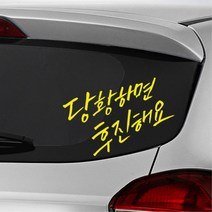 당황하면후진해요 초보운전 차량용 스티커 주유구커버, 중형, 옐로우