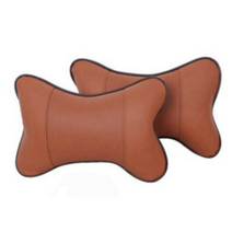 차량용 가죽 목베개 2개 고급형, 브라운