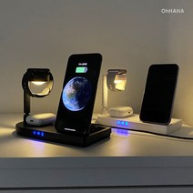 디큐브 3in1 갤럭시 아이폰 애플 워치 충전독 고속충전 거치대 15W 무선충전기 NQ1, 애플 심플 화이트