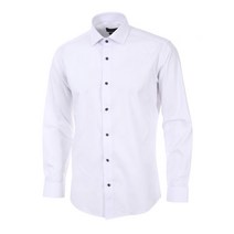 로베르타디까메리노 남성용 모달 스판 솔리드 슬림핏 화이트 긴소매 셔츠 RM1-351-1