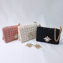 DIY 코바늘 팬던트 블링 카드지갑 패키지 뜨개가방만들기 뜨개질, 2.블랙, 1개