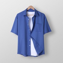 [오버나인] 남자 구김제로 라이트 반팔 셔츠
