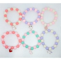 블링비즈 펜던트팔찌만들기 12종 마카롱 파스텔색상 핸드메이드 DIY 세트 참 펜던트포함 금색 은색 오링 O링 우레탄줄 세트구성, 02-퍼플핑크