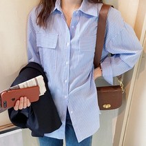 바보사랑 따뜻한 라떼처럼 스트라이프 포켓 셔츠(mnb1106) .드레스날다