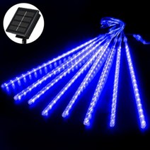 태양광분수 야외 태양 유성우 크리스마스 조명 192 LED 행잉 스트링 정원 나무 휴일 파티 장식 램프 10 튜브, 14.Solar Blue - 30CM 10 tube