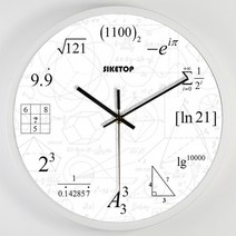 신박한 무소음 수학 공부방 학원 시계 공식 인테리어 벽시계, 12인치 + A