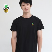 멋지군 쿨론 기능성 파인애플 자수 반팔 쿨 티셔츠