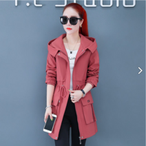 쩐쿠 가을 여성 후드 바람막이 야상점퍼 트렌치코트 T760