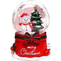 크리스마스 오르골 스노우볼 엔틱 조명이 켜진 글로브 뮤직 박스 빛나는 크리스탈 볼 산타, 눈사람