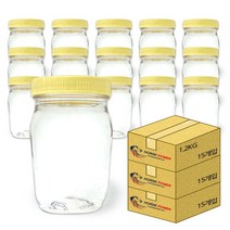 홀스파워 꿀병 용기 pet 플라스틱 담금주 페트병 1.2kg (15개입 x 3박스) + 마스킹테이프