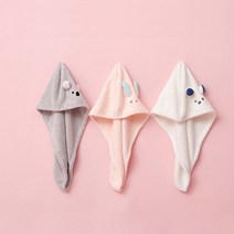 더시티오 2개묶음 헤어드라이수건 빨리 말르는 드라이 헤어타올, 화이트+연핑크