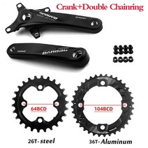 자전거크랭크 픽시크랭크 크랭크암 prowheel mtb 크랭크 104bcd 64bcd 더블 스피드 크랭크 26t 28t 36t 38t 자전거 체인링 스퀘어 홀 크랭크 크랭크, 크랭크-26-36체인링