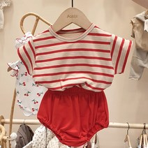 유아여름옷 MILANCEL 아기 의류 세트 유아 소년 스트라이프 티와 바지 2 pcs