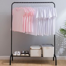 모던 수납 1단 철제 선반 옷걸이 스탠드 행거 드레스룸 옷장 옷행거, 스탠드행거 블랙