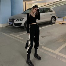 배기트레이닝팬츠 트레이닝바지 여성 가을 와이드 루즈핏 슬림핏 9부 스트레이트핏 일자 조거팬츠 차오쿠 옆 2673443464