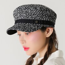 팸드님 여성 W메탈 트위드 마도로스모자 베레모 헌팅캡