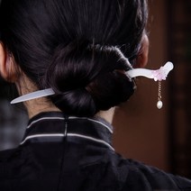 스타일 헤어 스틱 빈티지 웨딩 Hanfu 헤어핀 아세테이트 꽃 술 포니 테일 클립 젓가락 액세서리