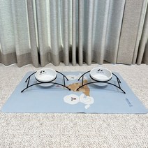 리꾸 항균 강아지 식기 매트 논슬립 방수 애견 식기패드 흘림받침, 피크닉