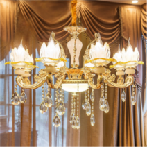 [GoCo] 로멘틱 플라워 샹들리에 대형 인테리어 거실등 예쁜 크리스탈 펜던트 카페조명, 아이리스 8헤드 직경800 높이650