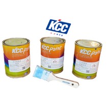 KCC유크릴 안전표지용 형광 페인트1L+PP평붓2인치(황색 오렌지색 적색) 공항보안시설용, 형광페인트(오렌지색)