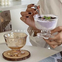 디저트 시리얼 요거트 아이스크림 컵 볼 컵 그릇 유리 꽃, 투명디저트컵(230ml)